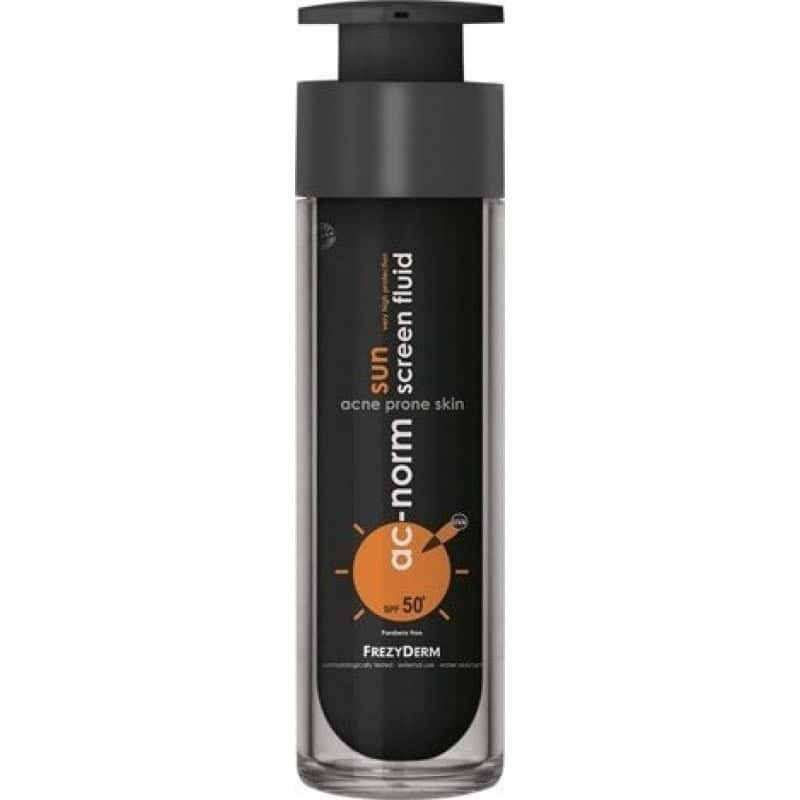 FREZY0025 FREZYDERM Ac-Norm Sun Screen Αδιάβροχη Αντηλιακή Κρέμα Προσώπου με Ενεργό Άνθρακα