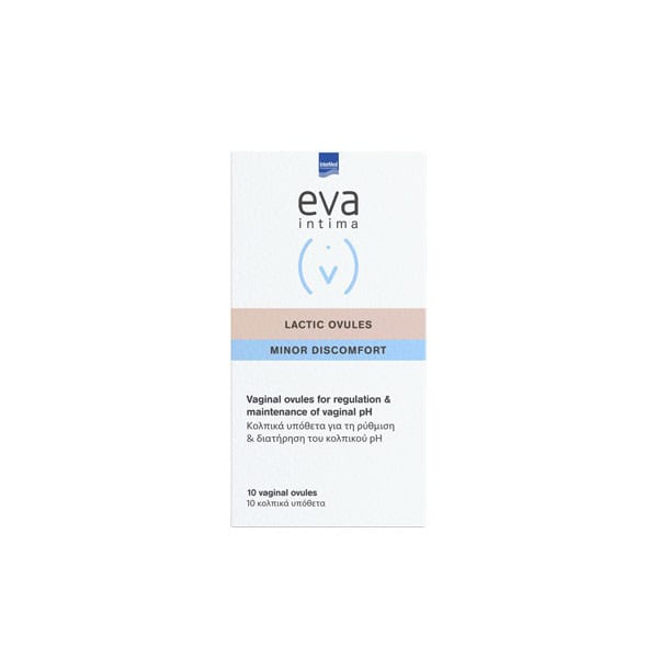 INTE0003 INTERMED Eva Intima Lactic Vaginal Ovules, 10 Κολπικά Υπόθετα - Image 1
