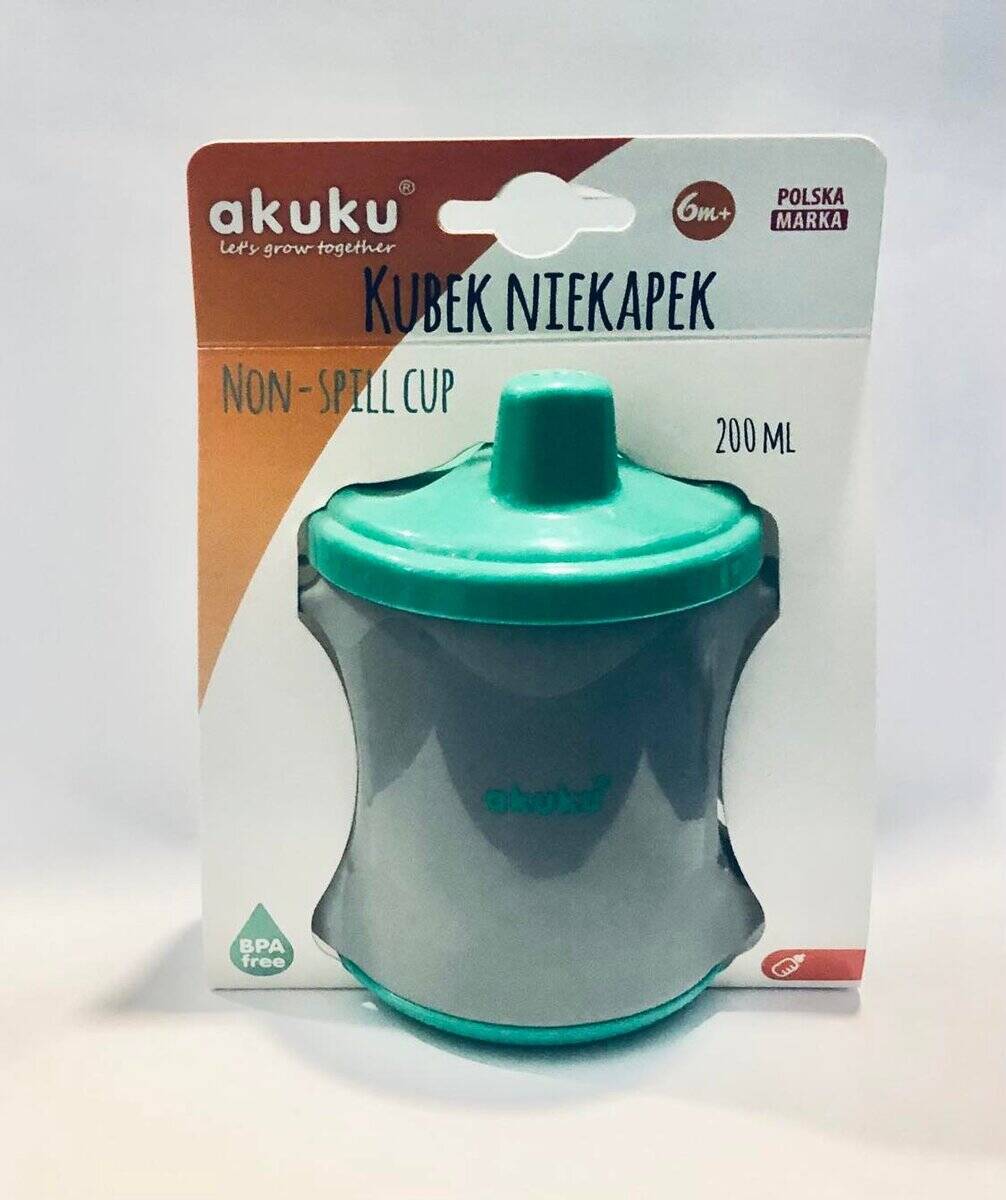 AKU0002 AKUKU Non-spill Ποτηράκι με Χερούλια Γκρι-Τιρκουάζ,200ml - Image 1