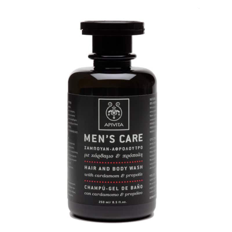 API0123 APIVITA Men's Care Ανδρικό Σαμπουάν-Αφρόλουτρο με Κάρδαμο & Πρόπολη, 250ml - Image 1