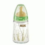 NUK First Choice Γυάλινο Μπιμπερό με Θηλή Latex 0-6m Πράσινο, 150ml