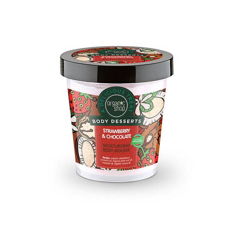 ORGS0005 ORGANIC SHOP Body Desserts Strawberry & Chocolate Ενυδατική Μους Σώματος, 450ml - Image 1