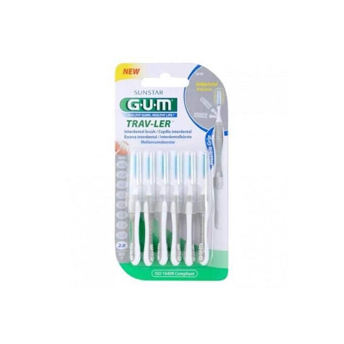 GUM0007 GUM Trav-ler Interdental Brush 1618 Μεσοδόντια Βουρτσάκια 2.0mm Γκρι, 6τμχ - Image 1