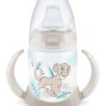 NUK First Choice Plus Μπιμπερό Εκπαίδευσης 6-18m Με Στόμιο Σιλικόνης & 2 Λαβές Lion King Temperature Control, 150ml