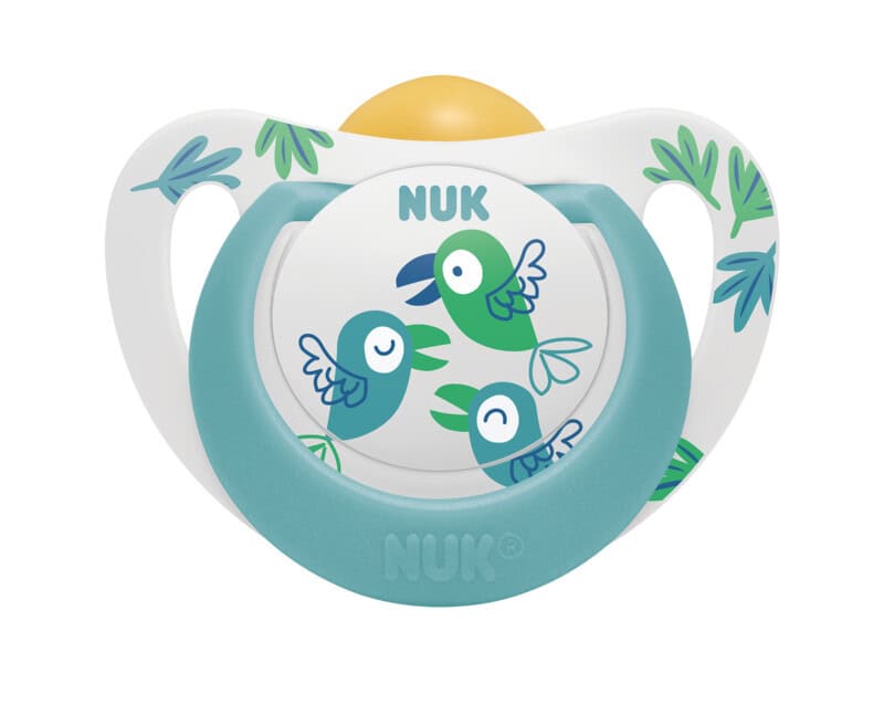 NUK0099 NUK Star Πιπίλα Latex 18-36m Μπλε-Παπαγαλάκια, 1τμχ - Image 1