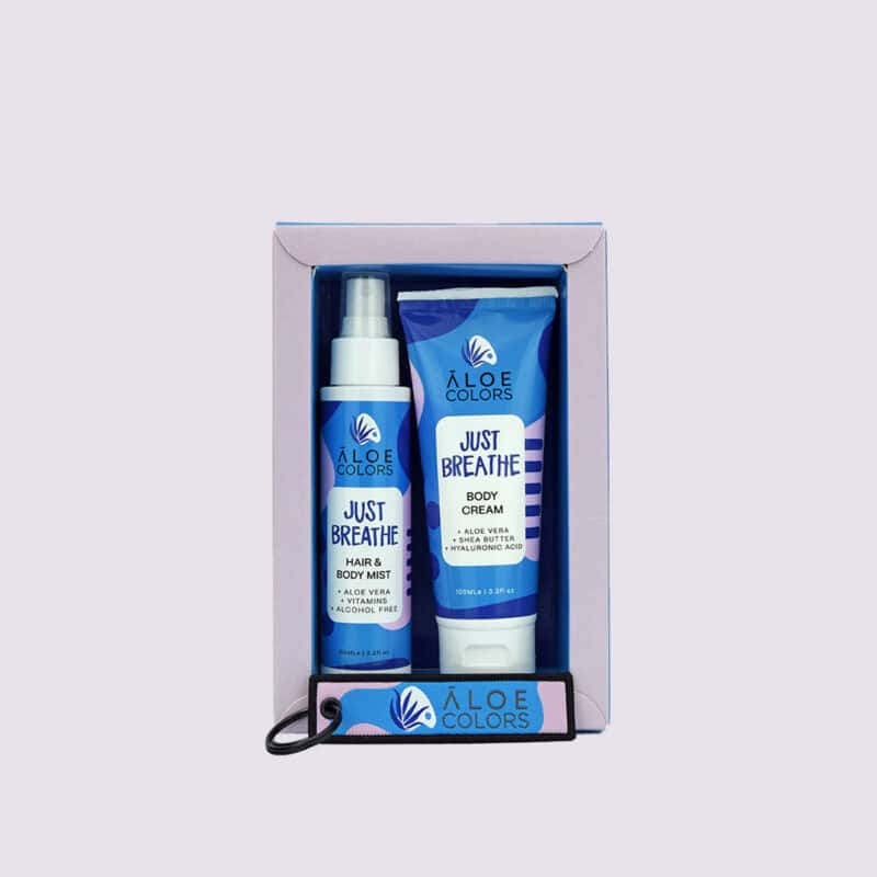 ALOE COLORS Gift Set Just Breathe Body Cream 100ml & Hair & Body Mist 100ml & Μπρελόκ - Image 2