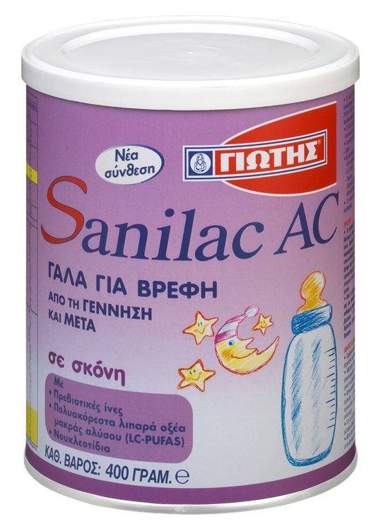 GIO0001 ΓΙΩΤΗΣ Sanilac AC Γάλα για Βρέφη Από τη Γέννηση και Μετά που Υποφέρουν από Κολικούς, 400g - Image 1