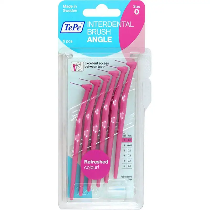 TEPE0066 TEPE Interdental Brushes Angle Μεσοδόντια Βουρτσάκια 0.4mm Φουξ Size 0, 6τμχ - Image 1