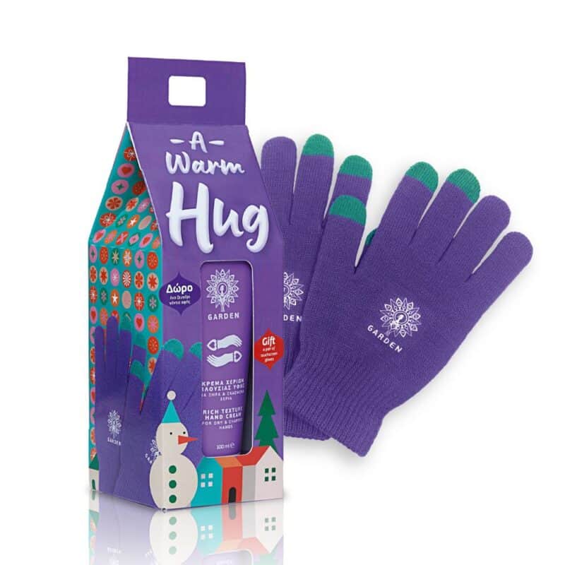 GARDEN A Warm Hug Festive Set Εορταστικό Σετ Περιποίησης Χεριών με Ενυδατική Κρέμα Χεριών Πλούσιας Υφής 100ml & ΔΩΡΟ 1 Ζευγάρι Γάντια Αφής, 1τμχ - Image 2