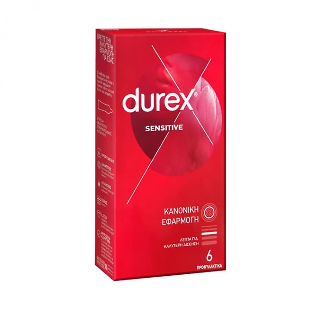DUR0026 DUREX Sensitive Προφυλακτικά Λεπτά για Μεγαλύτερη Ευαισθησία, 6τμχ - Image 1