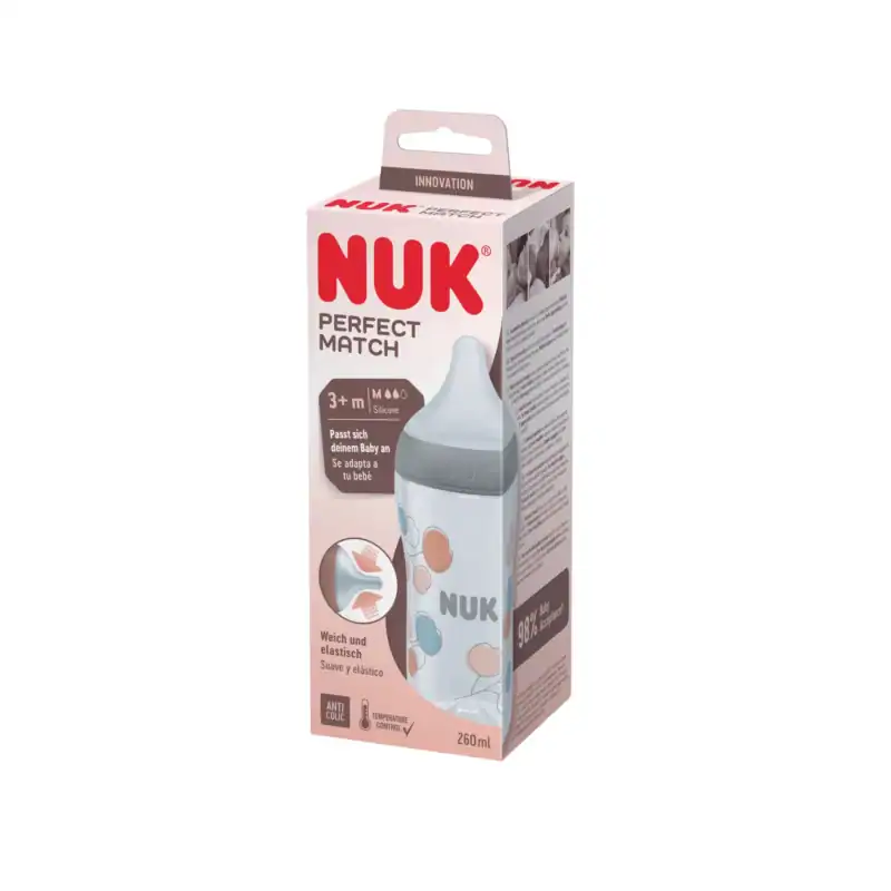 NUK Perfect Match Μπιμπερό με Μαλακή Θηλή Σιλικόνης 3+m 230ml, 1τμχ - Image 2