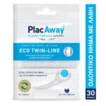 PLAC AWAY Eco Twin-Line Διπλό Λευκαντικό Οδοντικό Νήμα με Λαβή, 30τμχ