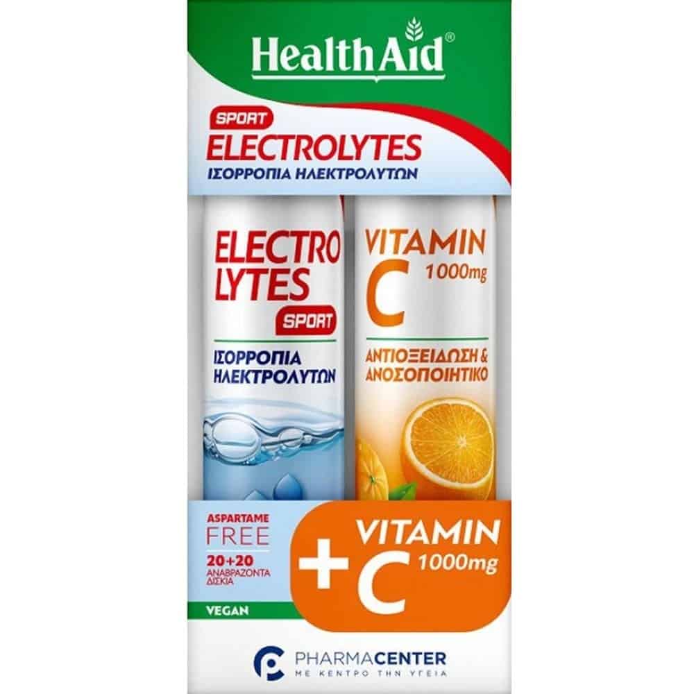 HAID0107 HEALTH AID Promo Pack Electrolytes Sport & ΔΩΡΟ Vitamin C 1000mg, 20+20 Αναβράζοντα Δισκία (Αντιγραφή) - Image 1