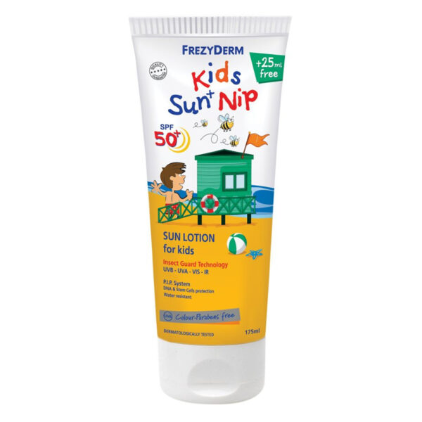 FREZYDERM Kids Sun+Nip SPF 50+ Παιδικό Αντηλιακό με Εντομοαπωθητικές Ιδιότητες