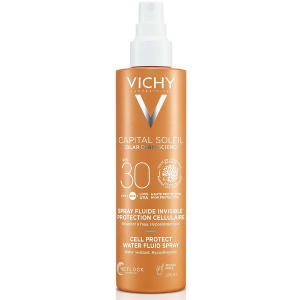 VICHY Cell Protect Water Fluid Spray SPF30 Αντηλιακό Spray με Λεπτόρρευστη Υφή