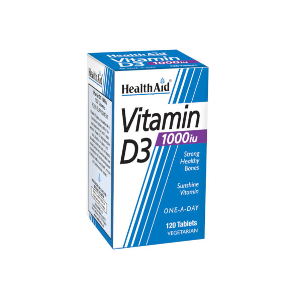HEALTH AID Vitamin D3 1000i.u., 120tabs. Συμπλήρωμα διατροφής με βιταμίνη D3