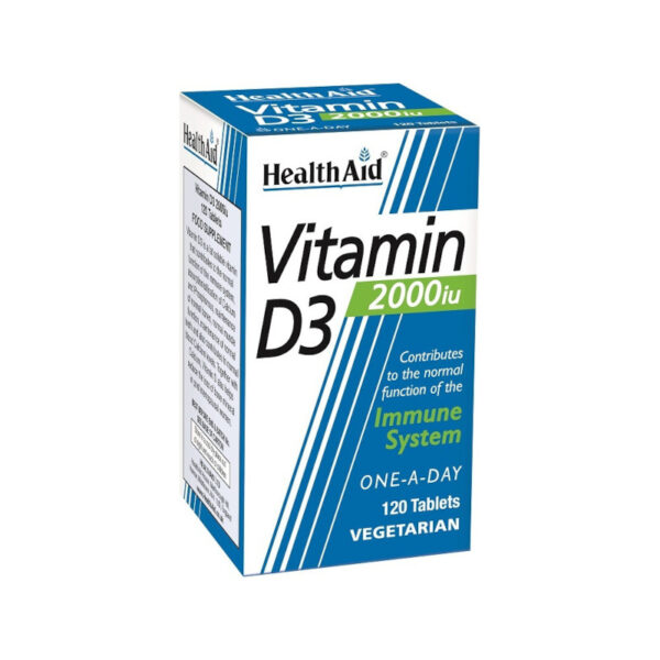 HEALTH AID Vitamin D3 2000i.u., 120tabs. Συμπλήρωμα διατροφής με βιταμίνη D3