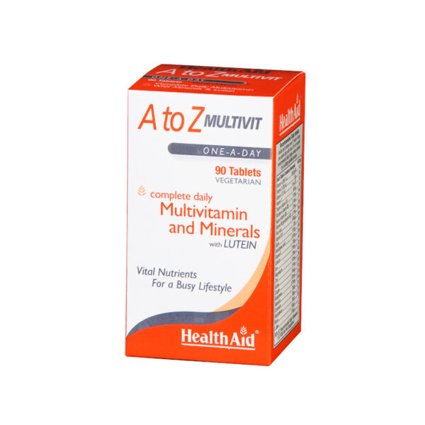 Πολυβιταμίνη HEALTH AID A to Z Multivit, 90tabs. Συμπλήρωμα διατροφής με βιταμίνες, μέταλλα & ιχνοστοιχεία