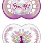 MAM Clear Printed Πιπίλα Σιλικόνης 6-16 μηνών Ροζ-Διάφανο, 2τμχ