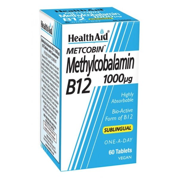 HEALTH AID Metcobin Methycobalamin B12 1000µg Συμπλήρωμα Μεθυλκοβαλαµίνης με γεύση φραγκοστάφυλο