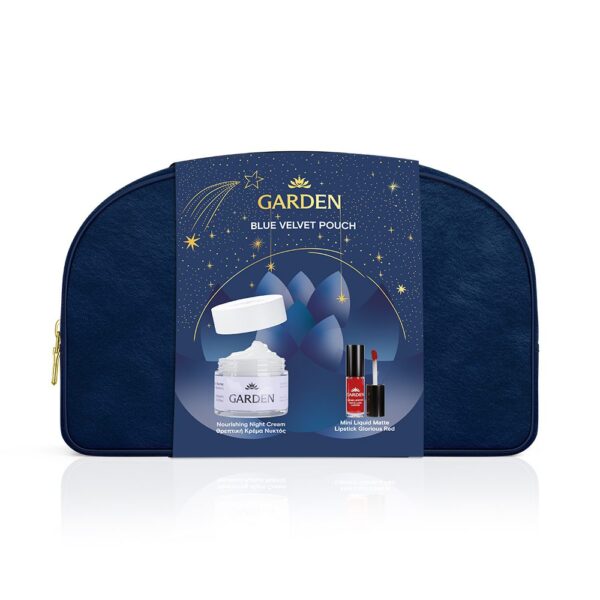 GARDEN Blue Velvet Pouch Νεσεσέρ Θρεπτική Κρέμα Νυκτός με Αβοκάντο 50ml + Mini υγρό ματ κραγιόν μακράς διαρκείας Glorious Red 05 2ml, 1τμχ