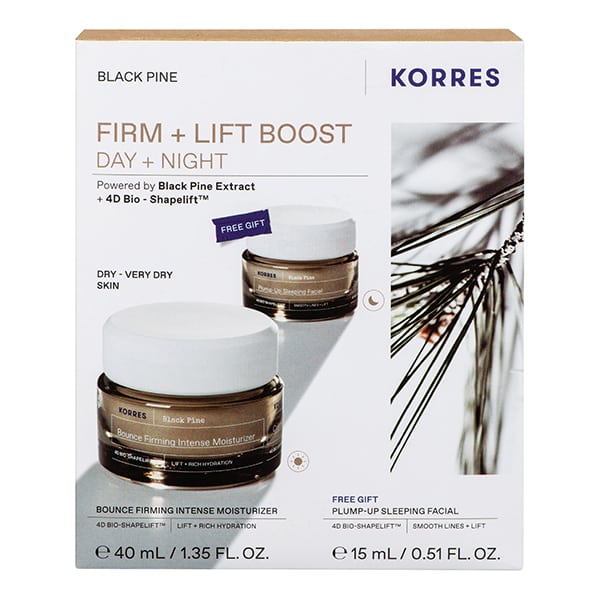 ΚΟΡΡΕΣ Promo Black Pine Μαύρη Πεύκη για Σύσφιγξη + Lifting με Κρέμα Ημέρας για Ξηρές-Πολύ Ξηρές 40ml & ΔΩΡΟ Μαύρη Πεύκη Κρέμα Νύχτας 15ml, 1τμχ