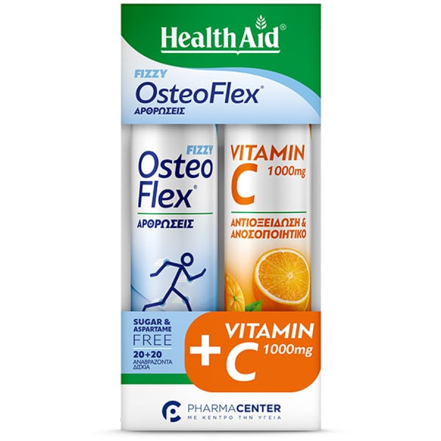HAID0100 HEALTH AID Promo Pack Osteoflex Fizzy για Αρθρώσεις & ΔΩΡΟ Vitamin C 1000mg, 20+20 Αναβράζοντα Δισκία - Image 1