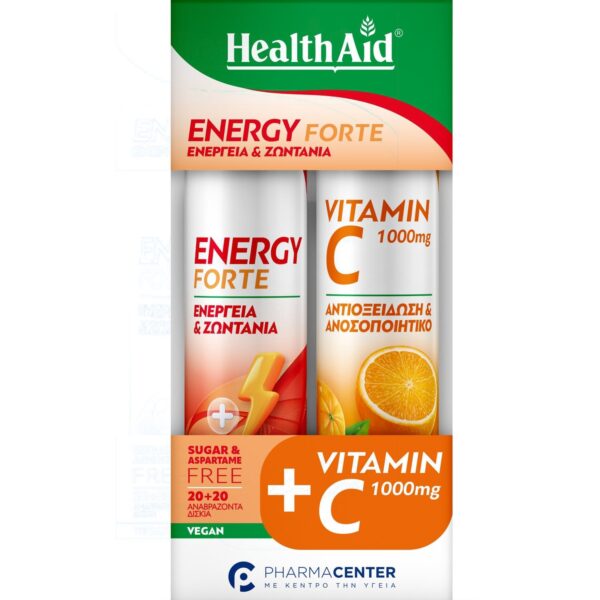 HEALTH AID Promo Pack Energy Forte για Ενέργεια & ΔΩΡΟ Vitamin C 1000mg, 20+20 Αναβράζοντα Δισκία