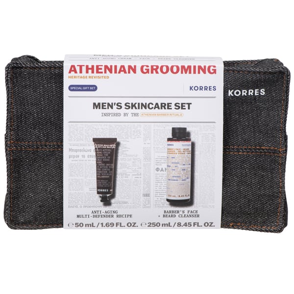 KORR0597 ΚΟΡΡΕΣ Athenian Grooming Men's Skincare Σετ με Αντιγηραντική Κρέμα Προσώπου + Ματιών 50ml & Δροσιστικό Gel Καθαρισμού για Πρόσωπο + Γένια 250ml, 1Νεσεσέρ - Image 1